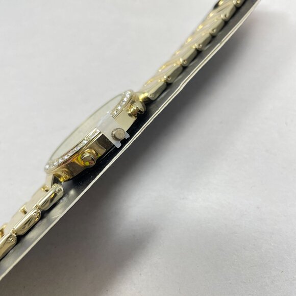 New York & Co Gold-Tone Watch Embellished Face Links Quartz Analog - Picture 5 of 8